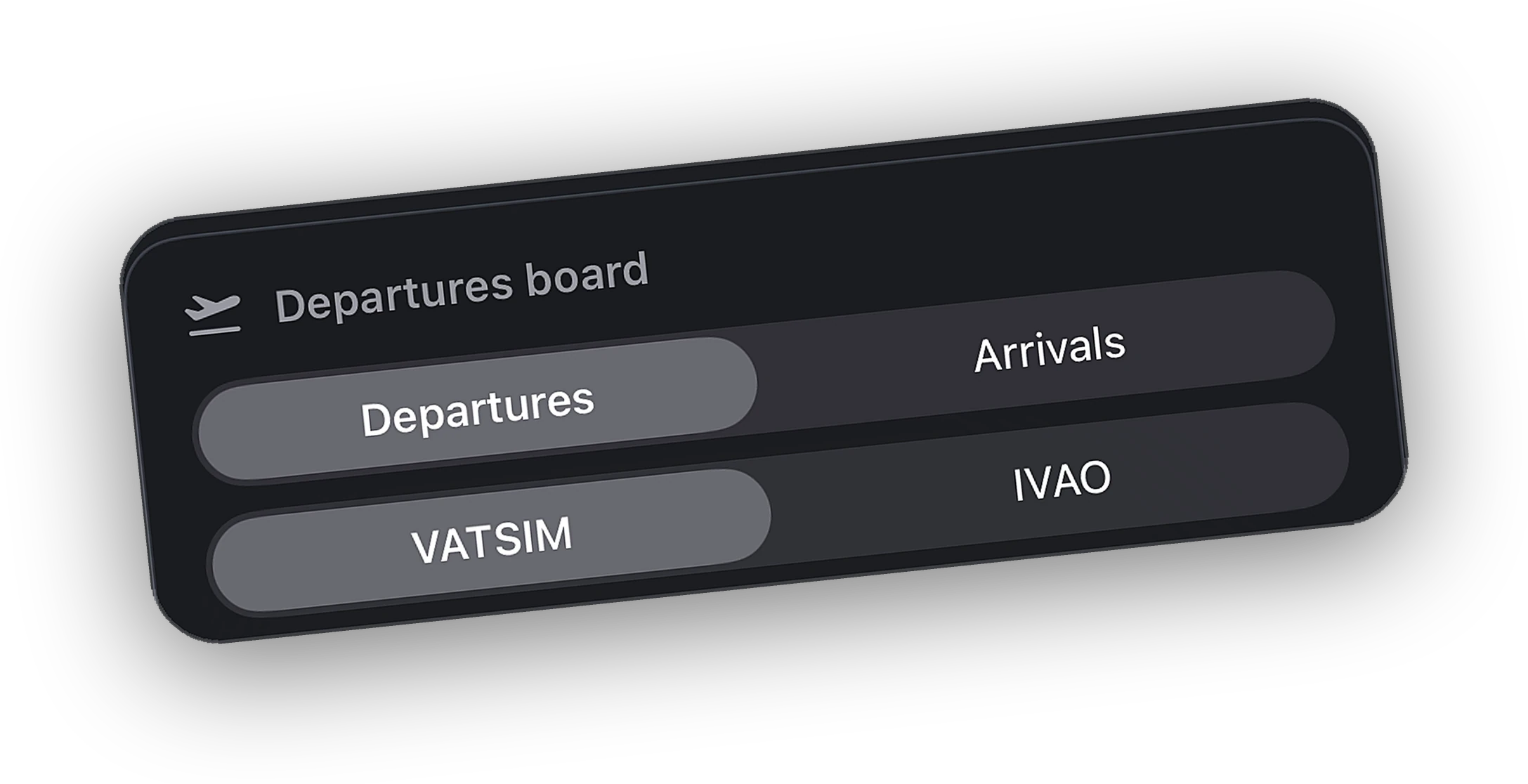Cobalt departures board with Departures, Arrivals, VATSIM, and IVAO toggles