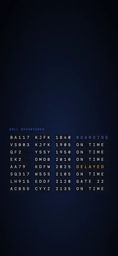Departures wallpaper on an iPhone Lock Screen
