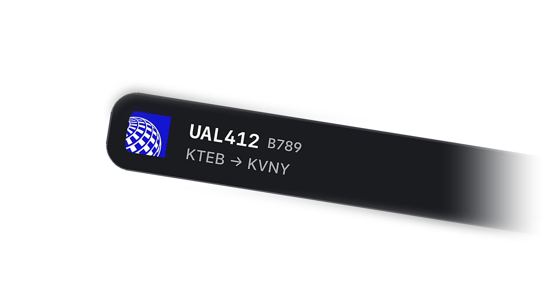 Aircraft chip showing callsign and type on the live map